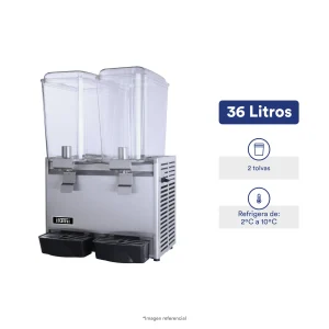 Dispensador de jugos de 36 litros con 2 tolvas