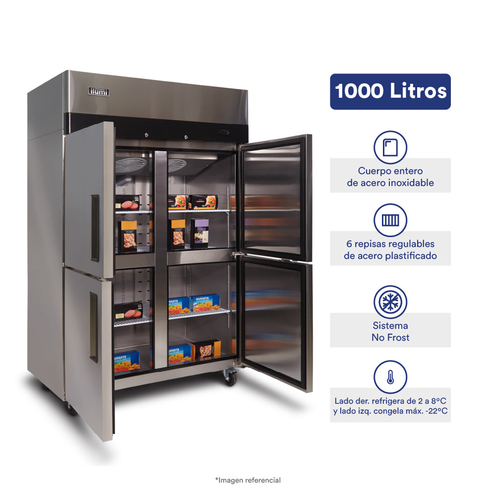 Armario frigorífico mixto de 4 puertas y de 1000 litros - Imagen 2
